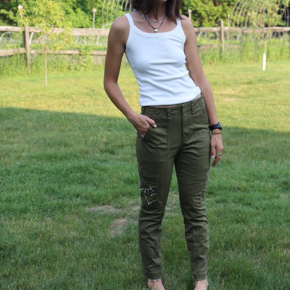 Anthropologie Green Ankle Cropped Pants